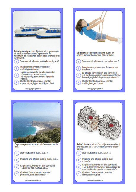 FICHES ILLUSTRÉES | Développement du vocabulaire (10-12 ans) - Upbility.fr