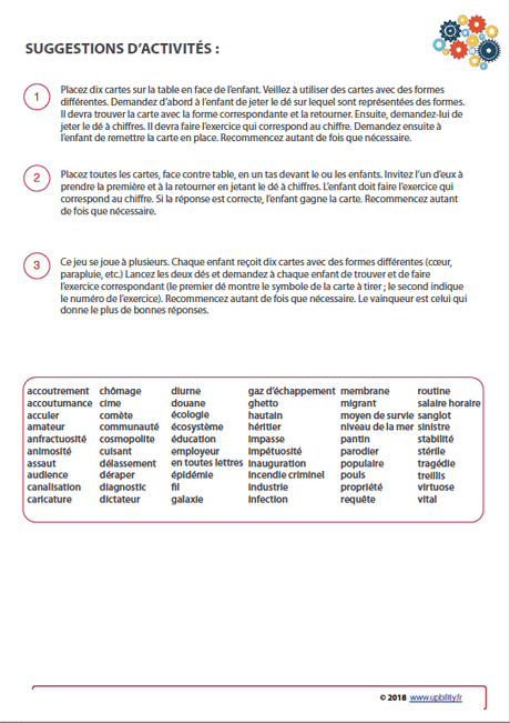 FICHES ILLUSTRÉES | Développement du vocabulaire (12-13 ans) - Upbility.fr