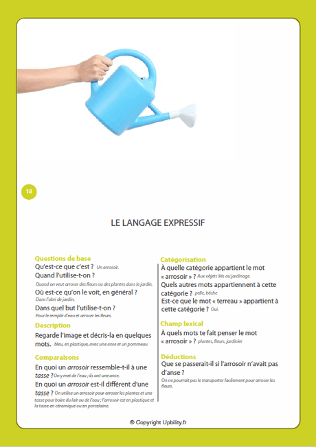 FICHES ILLUSTRÉES | Exercices pour améliorer le langage expressif - Upbility.fr