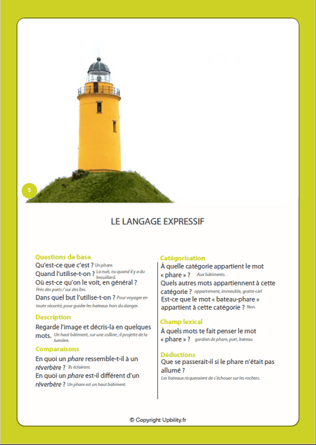 FICHES ILLUSTRÉES | Exercices pour améliorer le langage expressif - Upbility.fr
