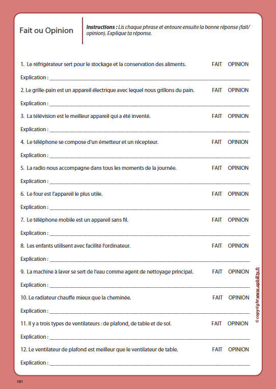 FICHES ILLUSTRÉES | Fait ou Opinion - Upbility.fr