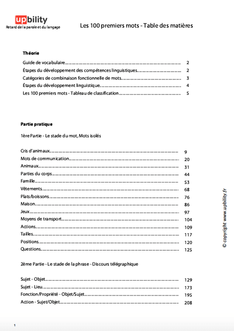 LES 100 PREMIERS MOTS | Un guide pour le développement de la parole et du langage - Upbility.fr