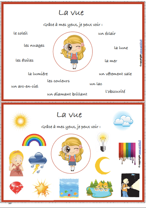 LES CINQ SENS | Notions et vocabulaire - Upbility.fr