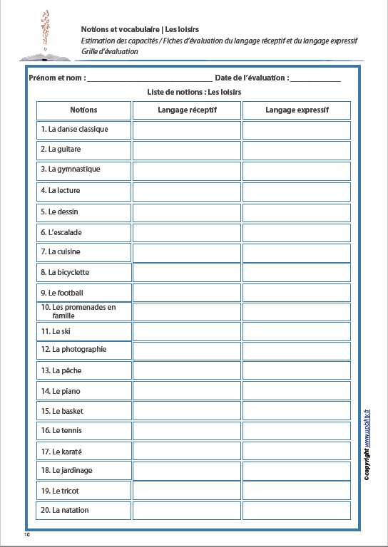 LES LOISIRS | Notions et vocabulaire - Upbility.fr