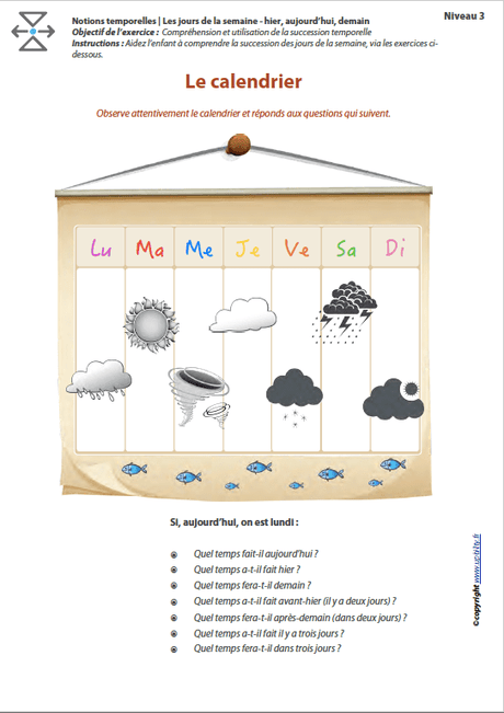 L’ORIENTATION TEMPORELLE | Les jours de la semaine – hier, aujourd’hui, demain - Upbility.fr