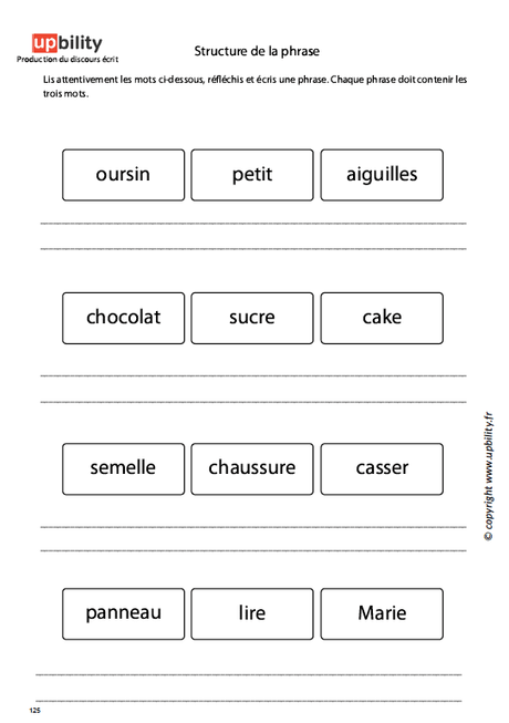 PRODUCTION DU DISCOURS ÉCRIT | Structure de la phrase - Upbility.fr