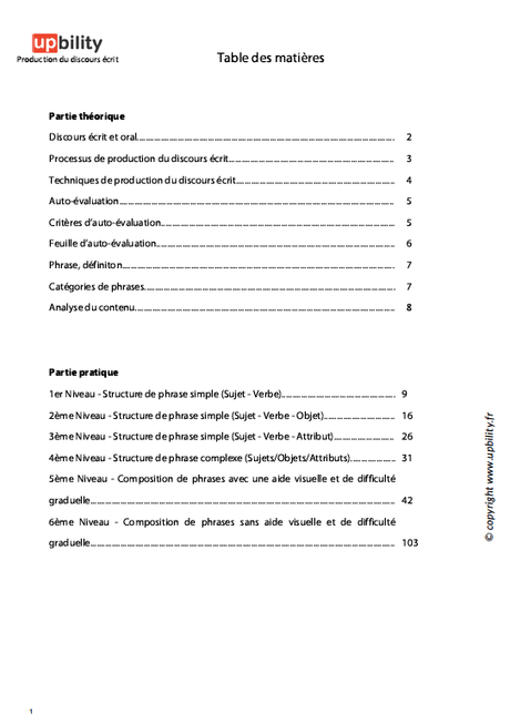 PRODUCTION DU DISCOURS ÉCRIT | Structure de la phrase - Upbility.fr