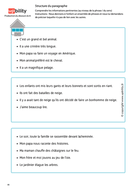 PRODUCTION DU DISCOURS ÉCRIT | Structure du paragraphe - Upbility.fr