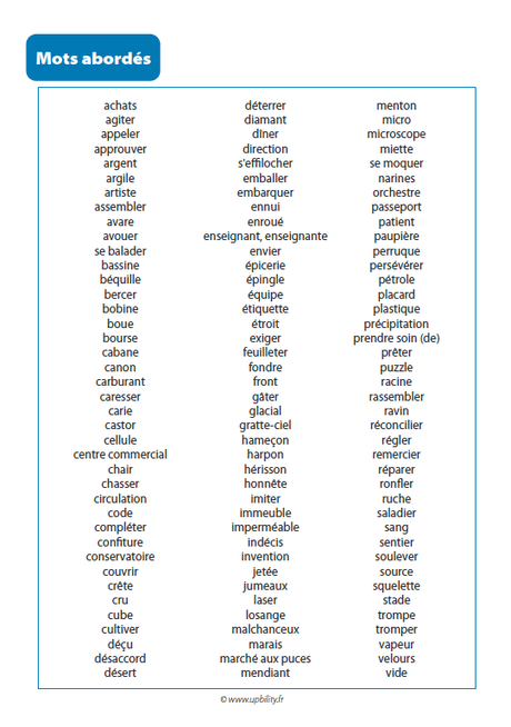 Trouve le mot ! | CARTES DE VOCABULAIRE - Upbility.fr