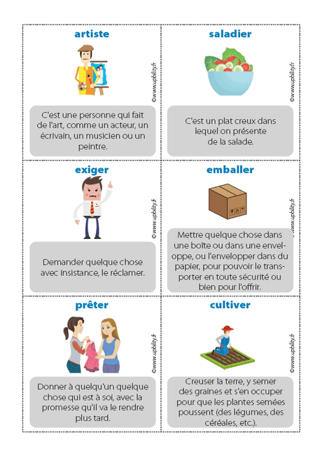 Trouve le mot ! | CARTES DE VOCABULAIRE - Upbility.fr