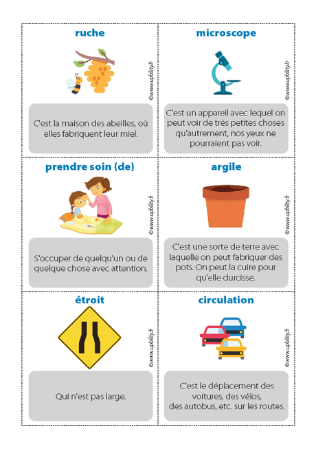 Trouve le mot ! | CARTES DE VOCABULAIRE - Upbility.fr